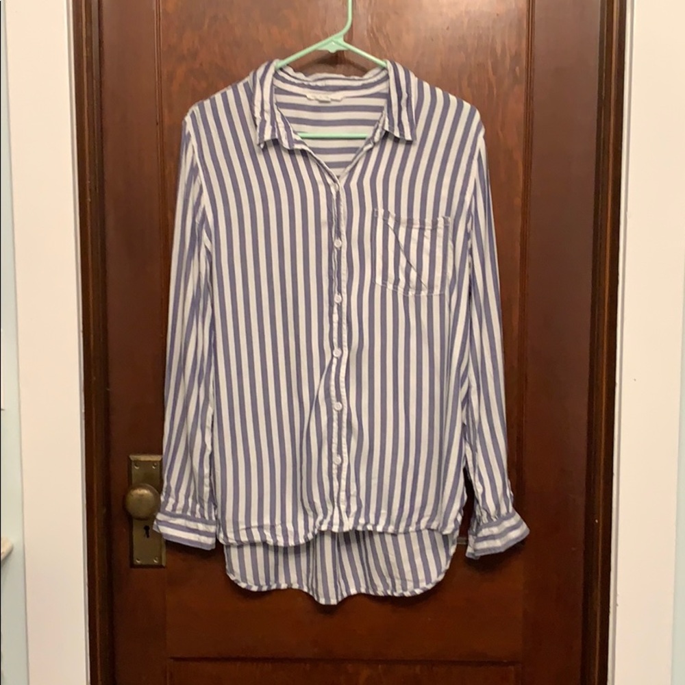 Beach Lounge Blue/White Stripe Button Down